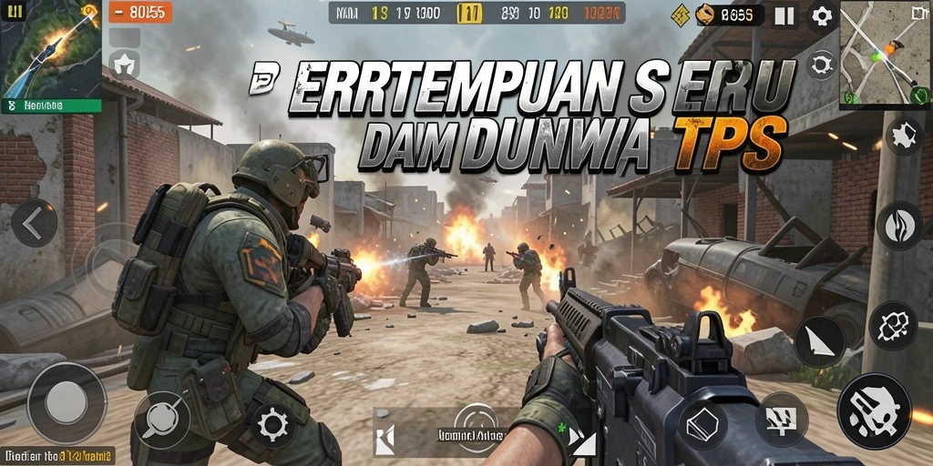 Tangkapan layar menampilkan aksi intens dalam game TPS 8055.