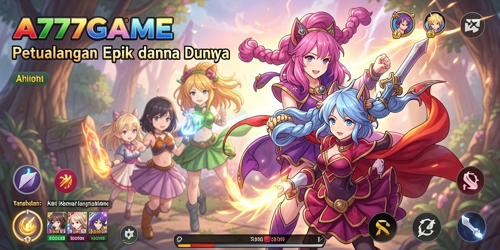 Gameplay A777GAME dengan karakter anime favorit beraksi.