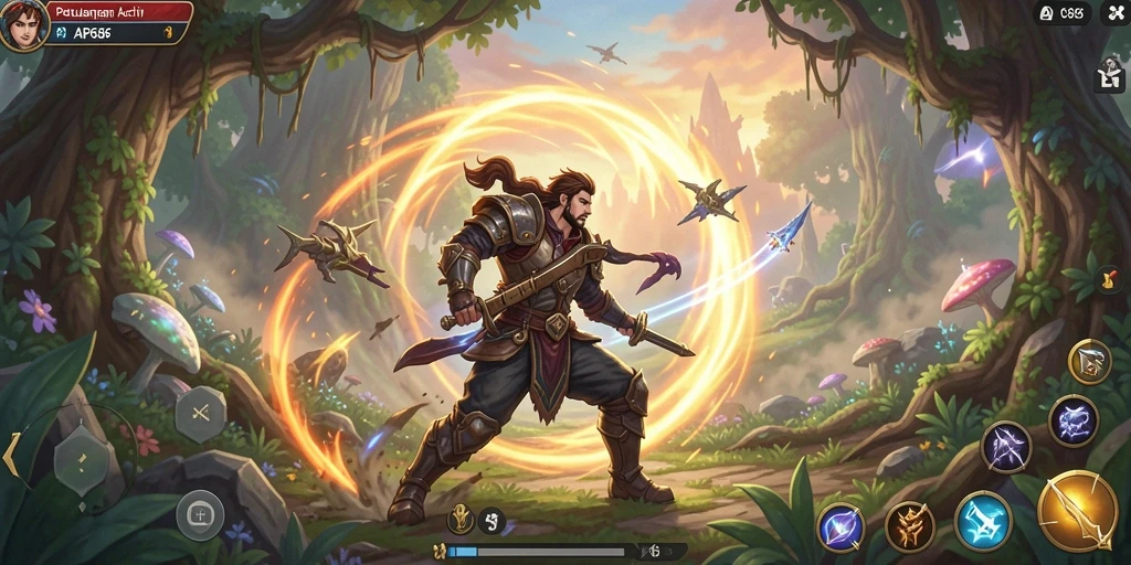 Tampilan menarik dari gameplay ARPG AP686 dengan karakter yang beraksi.