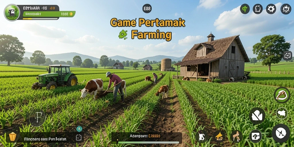 Gameplay E88 menunjukkan pertanian yang dinamis dan interaktif.