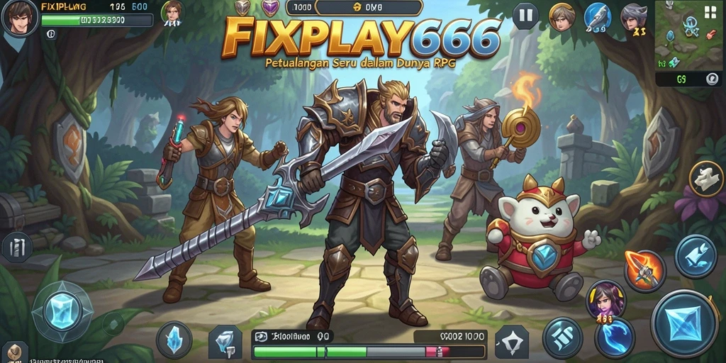Tampilan gameplay FIXPLAY666 dengan karakter RPG beraksi.
