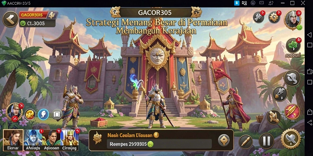 Tampilan gameplay GACOR305 dengan strategi membangun kerajaan yang menarik.