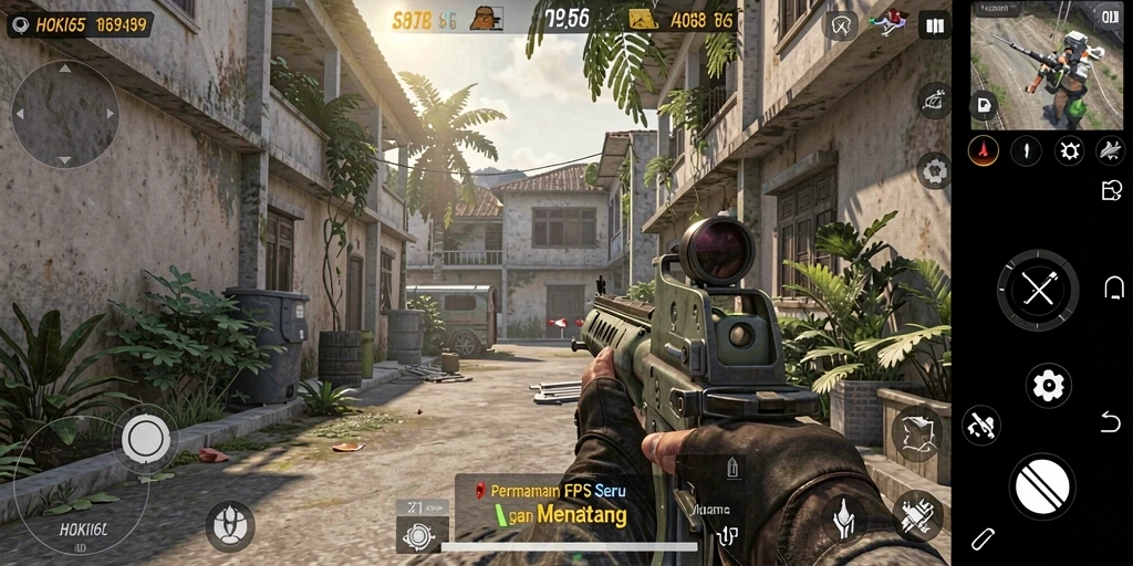 Tangkapan layar gameplay HOKI65 dengan aksi tembak-menembak yang intens.