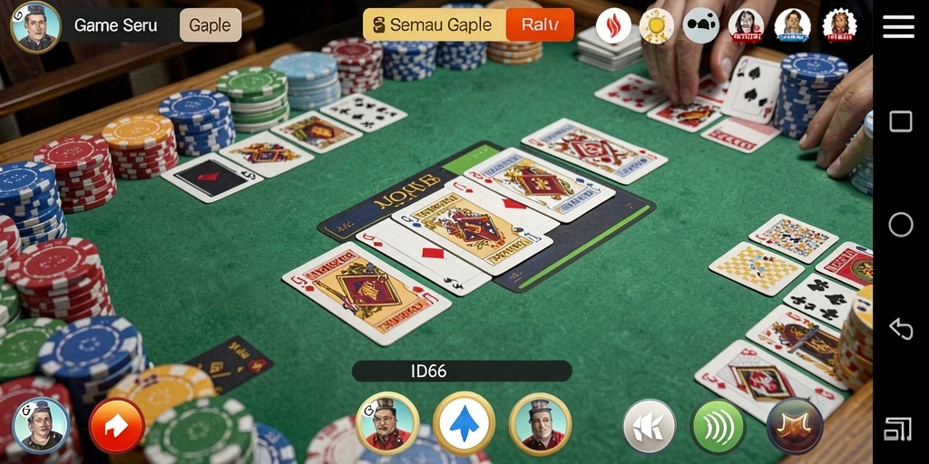 Screenshot gameplay menunjukkan keseruan bermain Gaple di ID66.