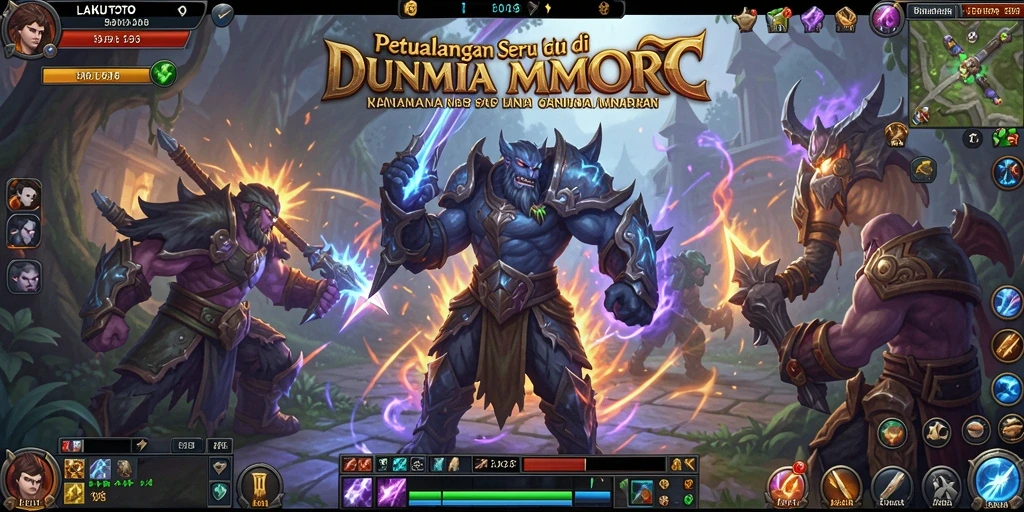 Screenshot gameplay LAKUTOTO yang menampilkan pertarungan seru di dunia MMORPG.