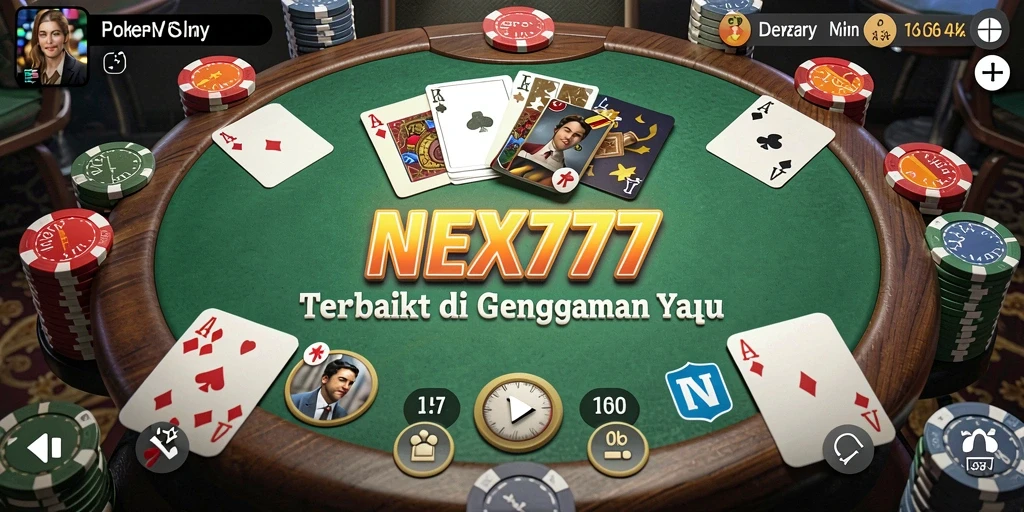 Tangkapan layar gameplay NEX777 yang menunjukkan suasana poker yang mendebarkan.