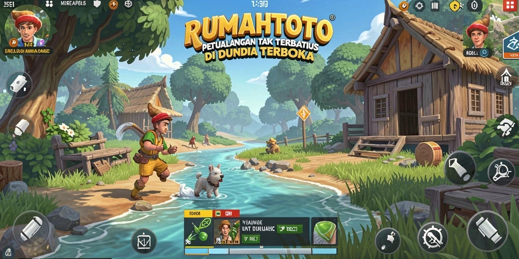 Tampilan penuh gameplay RUMAHTOTO yang menakjubkan di dunia terbuka.