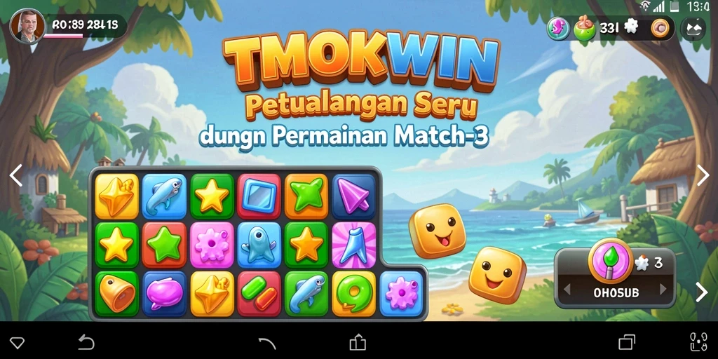 Tampilan gameplay Match-3 yang seru dan menantang di TMOKWIN.