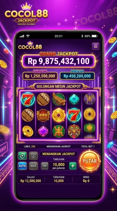 Tampilan utama aplikasi cocol88 yang menarik.